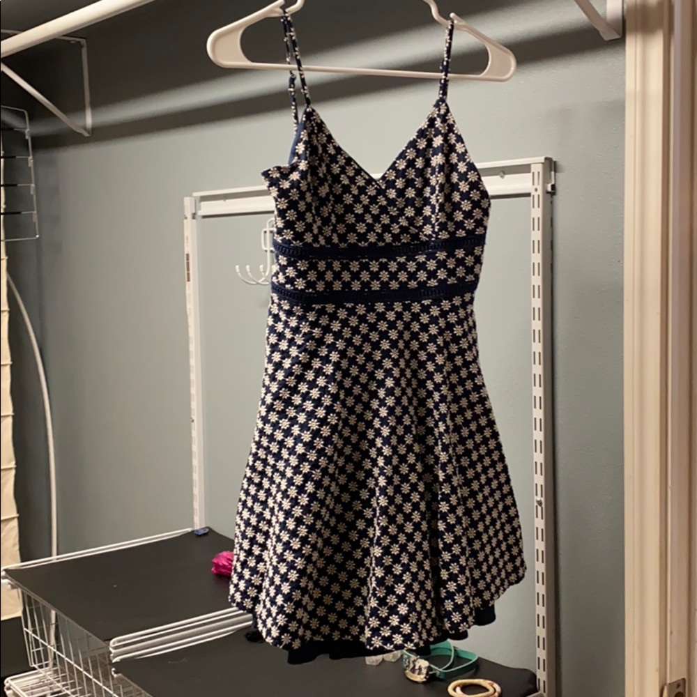 Beautifully stitched navy blue flower dress